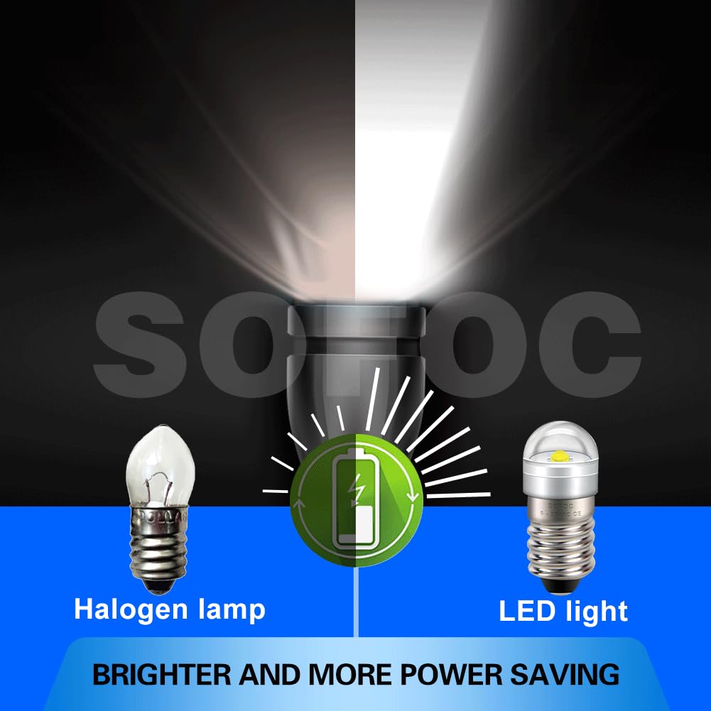 SOFOC E10 LED Flashlight Bulb, 6-30V ACDC, 6000K White, Decorative Light, DIY Indicator Lamp, OutdoorBicycle Headlamp, Penlight, Maintenance Light,