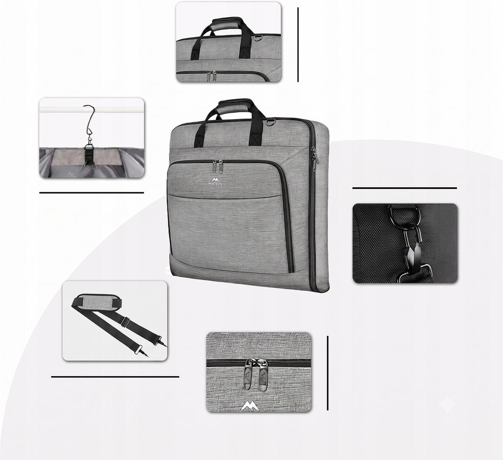 Matein 1176 Gray Business Suitcase Travel Bag