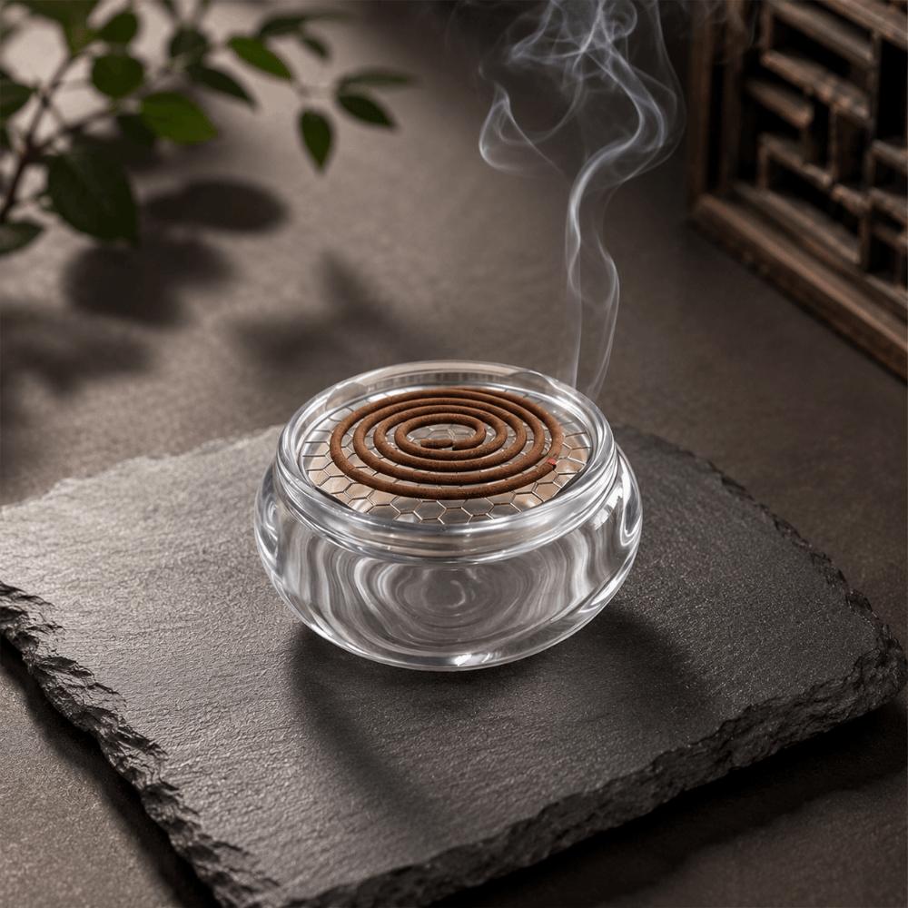 Glass Aromatherapy Stove Mini Mosquito Coils Tray Ancient Style Fragrance Censer Tea Ceremony