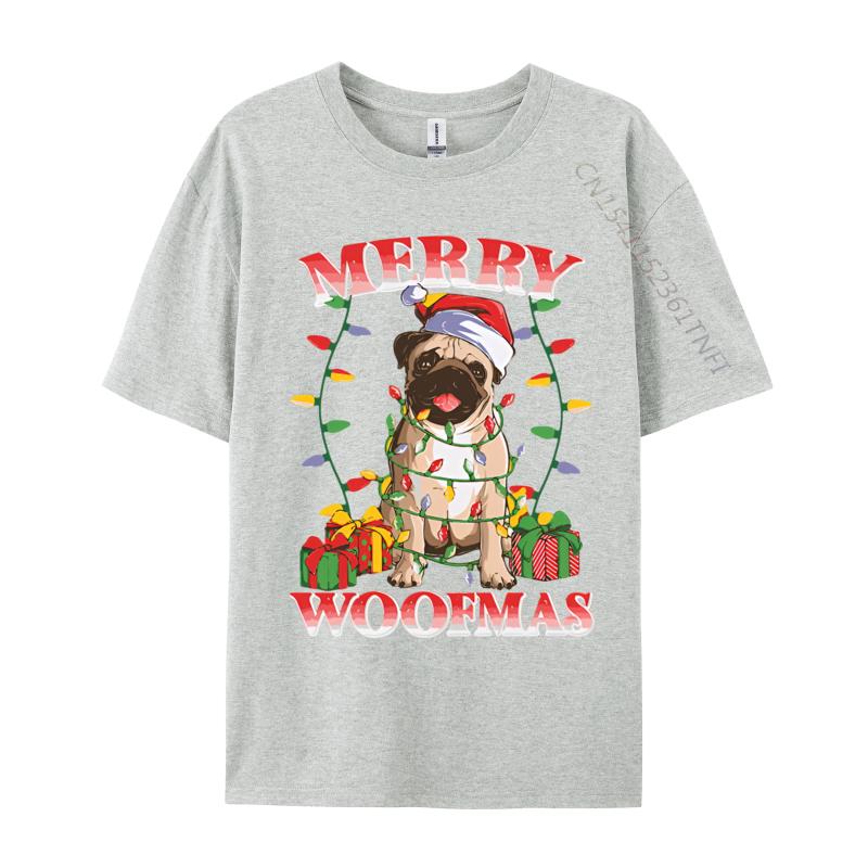 New Tshirt Merry Woofmas Christmas Santa Pug T Shirts Graphic New Trend Tops Mens Clothing Plus Size S