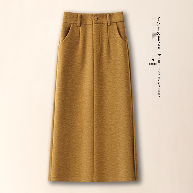 Women's Light Gray Woolen High-Waisted Skirt: Thickened, Soft, and Flattering for Autumn/Winter 2025