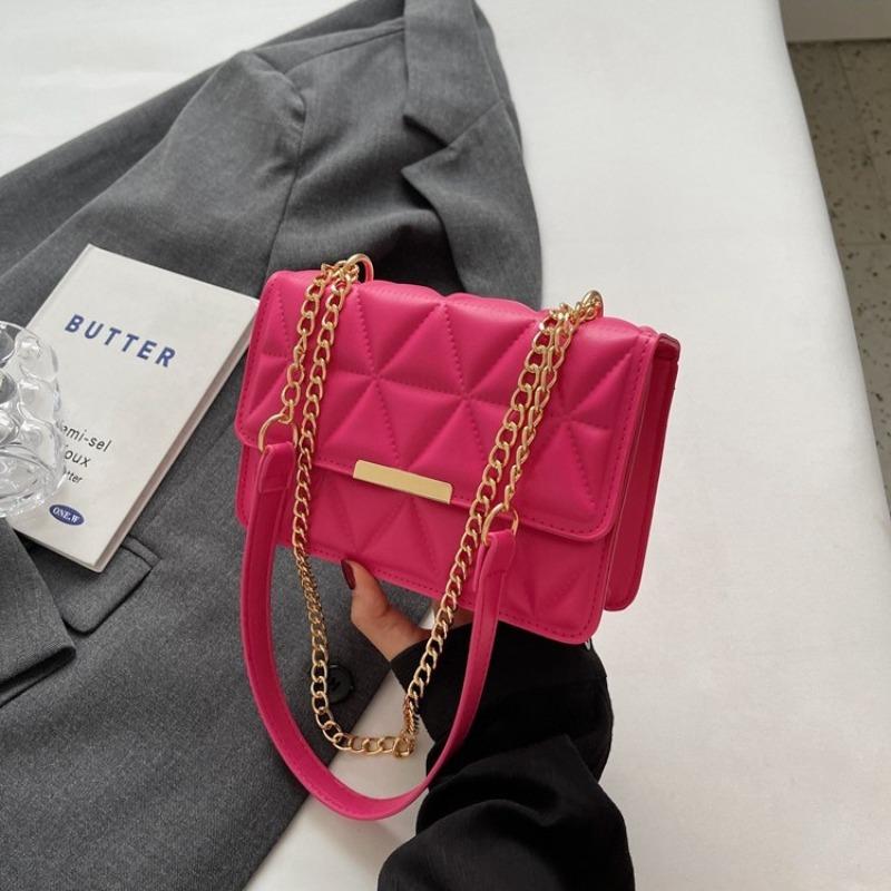 Women's Simple Texture Rhombus Embroidery Pleated Handbag 2026 Autumn New Temperament Single Shoulder Crossbody Bag