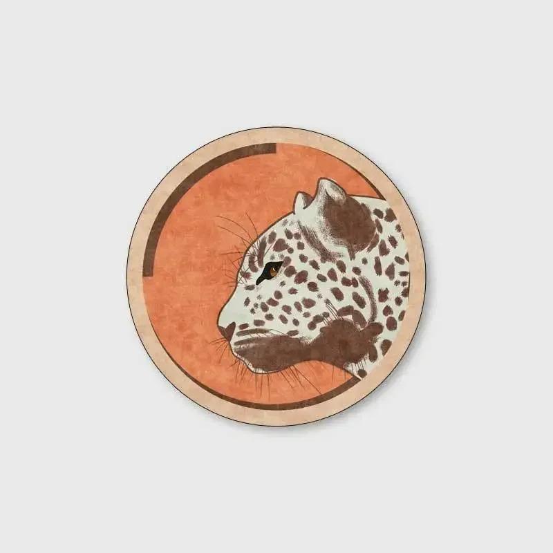 Lion Elephant Round Carpet Home Sofa Coffee Table Area Rugs Non Slip Floor Mat for Living Room Kitchen Bedroom Decor Washable