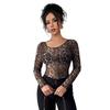 2025 Fashion Transparent Leopard Print Mesh Long Sleeve Slim Fit T-shirt