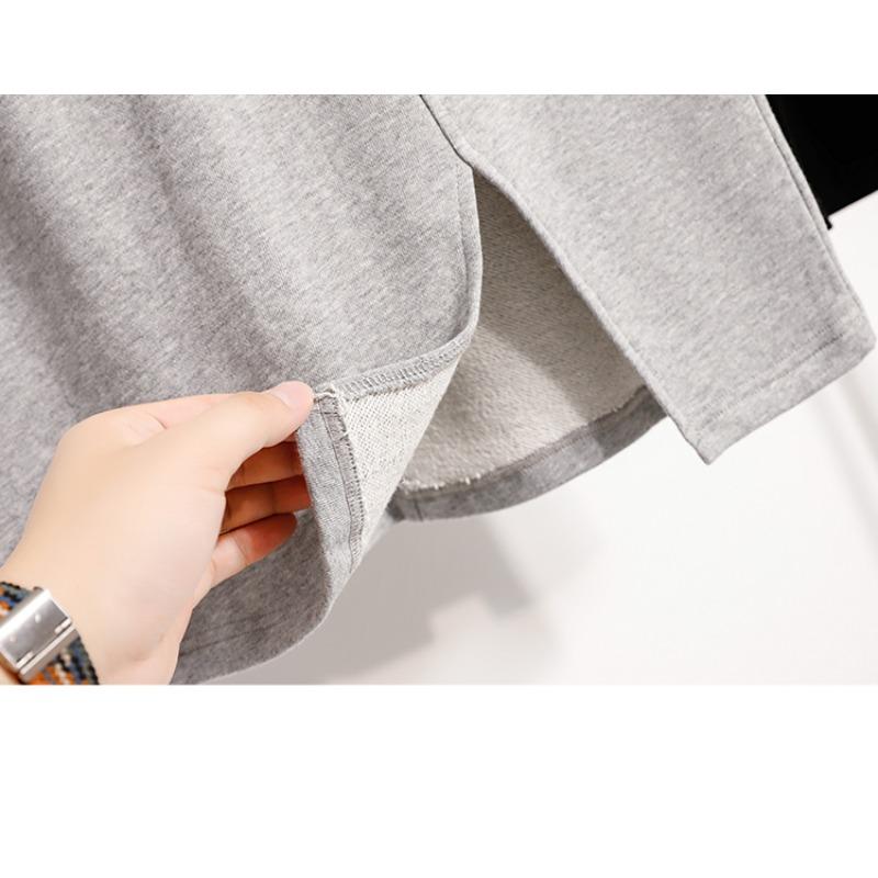 DIMANAF 2025 Plus Size Long Skirts Women Elastic Casual Loose Cotton Basic Solid Autumn