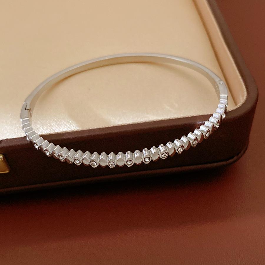 Gold Layered Zircon Buckle Stainless Steel Bracelet – Chic, Versatile Luxury Jewelry for Women