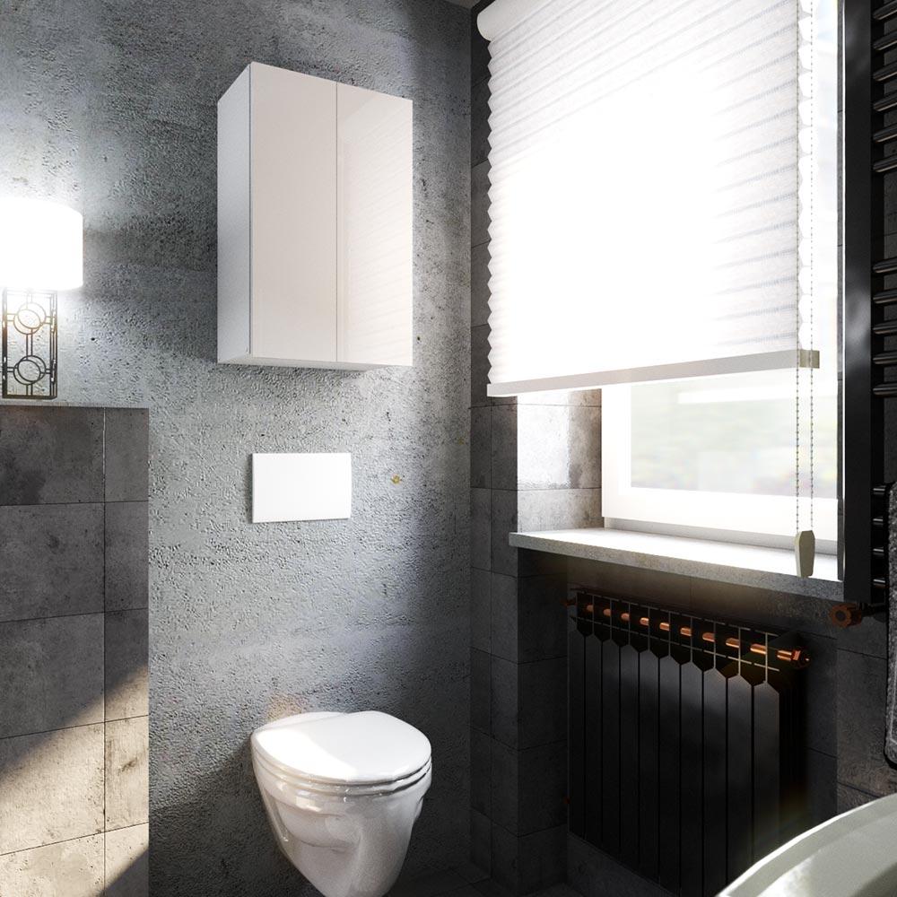 Wall-hung bathroom cabinet, glossy white, 40 cm, bathroom column, bathroom cabinet