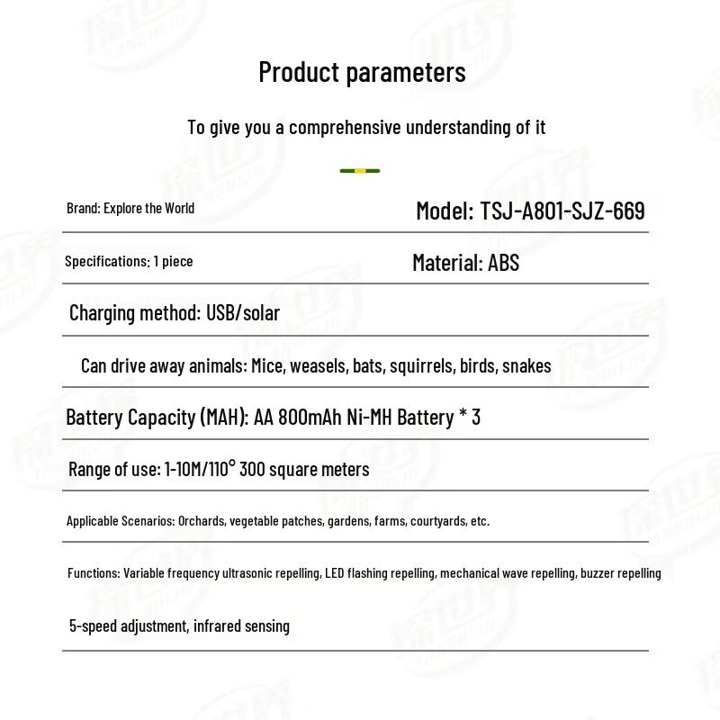 TANSHIJIE Solar Ultrasonic Animal Repeller