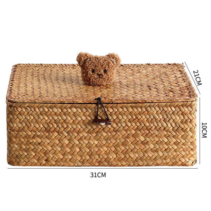 Woven Sea Vine & Bamboo Rectangle Snack Storage Basket