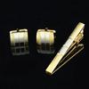 Men's Frosted Silver Gold Plated Cufflinks Tie Bar Clasp Clip Set Business Gift