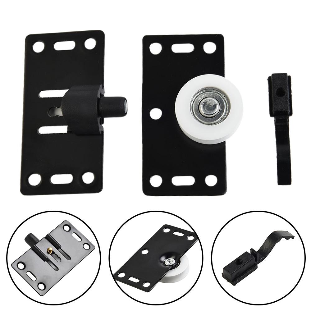 Czarne kółka do drzwi przesuwnych, rolki, łatwe przesuwanie do szafek i garderób