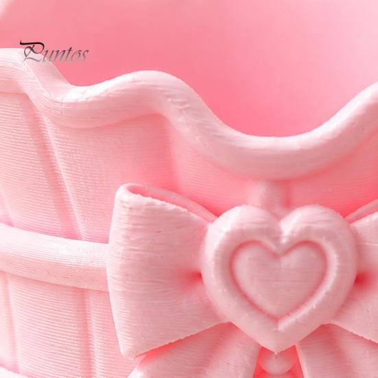 Pink Bow Stationery Holder Makeup Brush Holder, 3D Printed Desk Organizer, Cosmetic Brushes Container & Pen Storage Cup for Vanity Decoration