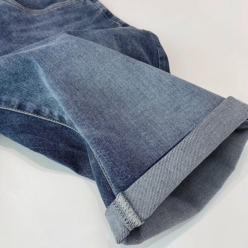 2024 Men's Summer Loose Fit Denim Shorts: Mid-Length, Korean Style, Trendy, Straight Fit