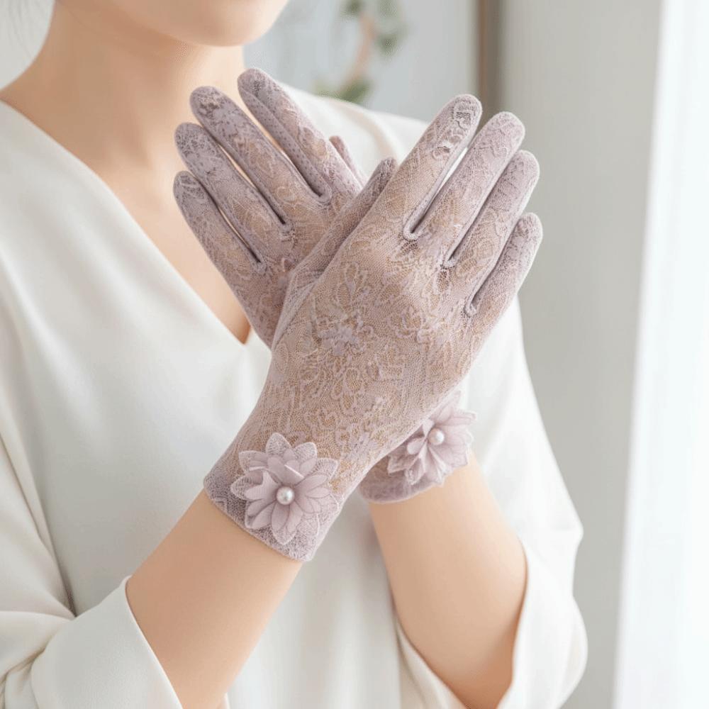 Full-finger Design Women Sun Protection Gloves Lace Summer Sunscreen Gloves Party Wear