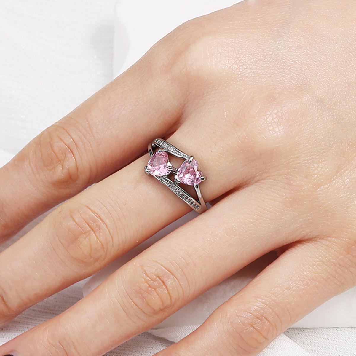 

Modern Double Heart Zircon Ring: Elegant & Versatile Women s Jewelry Adjustable Size