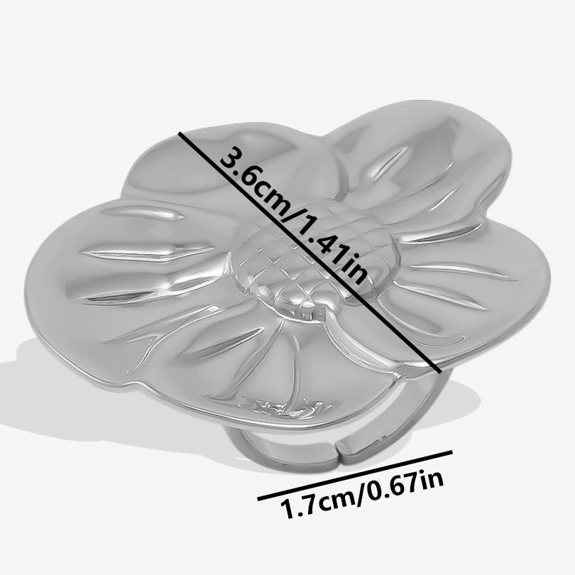 1/6pcs Plant Ring Ginkgo Leaf Tulip Flower Stainless Steel Open Adjustable Rings For Women Men Jewelry Personality Ring Anillos