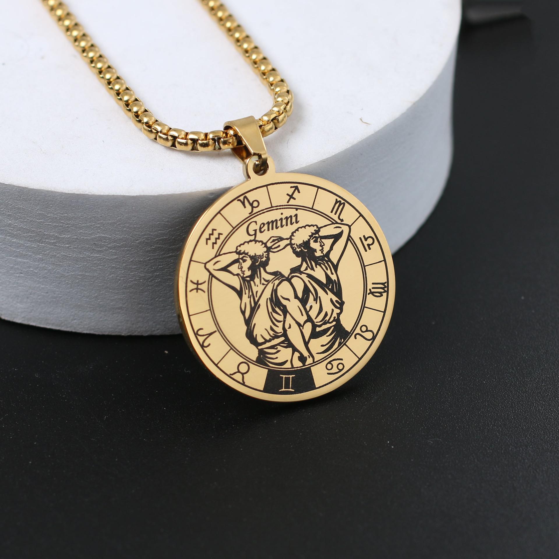 

Ожерелье со знаком зодиака для мужчин и женщин лучшему другу, собачьи жетоны, подарок на день рождения, ожерелье с 12 созвездиями, кулон, ювелирное изделие для пары, подарок Gemini золотой