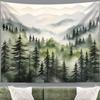 TUGCAY Misty Mountain Forest Tapestry, Green Nature Foggy Watercolor Tree Tapestries Landscape Scenery Tapestry Wall Hanging for Bedroom Living Room