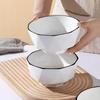 Set of 4 Nordic Black Line Ceramic Noodle Bowls: Stylish and Versatile for Noodles, Soup, or Salad.