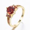 Blue Crystal Round Stone Engagement Rings for Women Vintage Gold Color Wedding Bands Birthstone Jewelry Mother's Day Gifts
