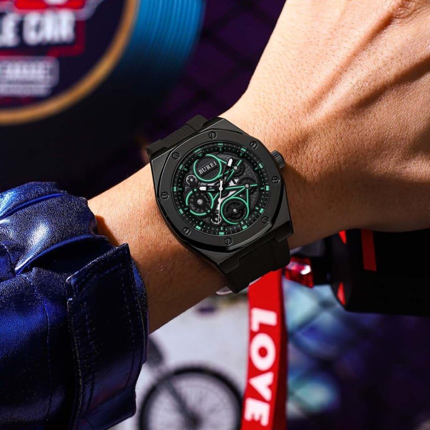 BUREI Men's Analog Quartz Watch, Black, Sports, Waterproof, Business, Work, Commuting, Stylish, Popular, Simple, Business, Stylish, Father's Day Gift