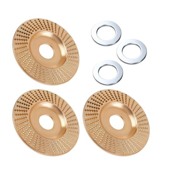 3Pcs Angle Grinder Polishing Pad, Wide Angle Grinder Compatible 4-4.5 Inch with Adapters, Curved Grooved Anti-Clog Teeth for Engraving Polishing