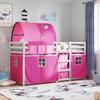 VidaXL Bunk Bed with Pink Curtains 90x190 Cm Solid Pine Wood, Bed, Bed Frame, Low Bunk Bed, Bedroom Furniture At 3284032