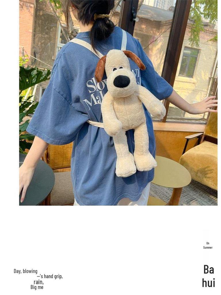 Adorable Puppy Dungaree Plush Backpack Doll | Soft Cartoon Plushie | Cuddly Birthday Gift for Kids