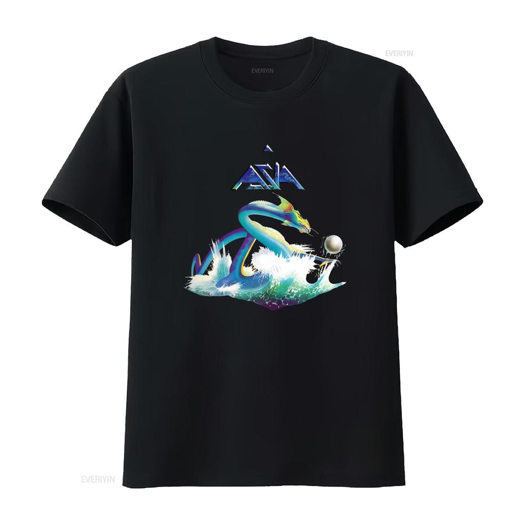 Vintage Asia Band Mens T Shirt Black S to 5XL Retro Design with Colorful Dragon and Wave Print vintage Washed homme Breathable