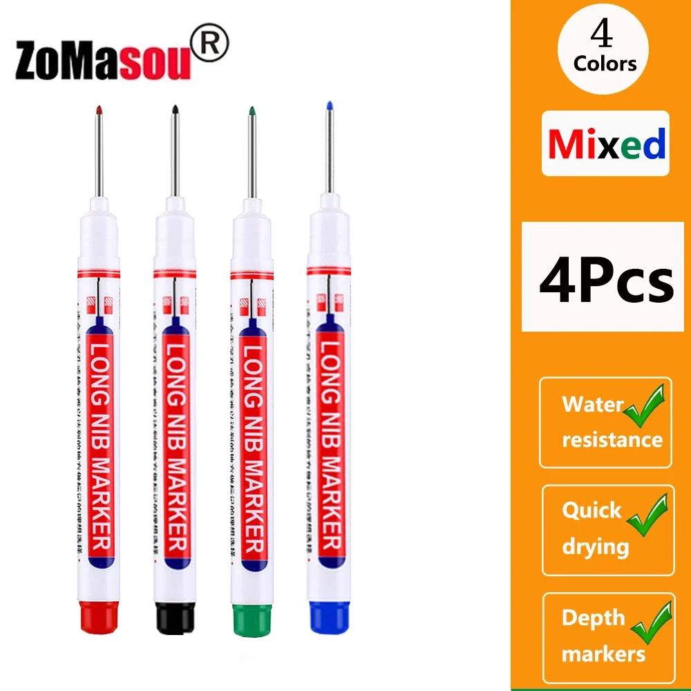 1/8/40/80Pcs Long Head Markers Pen Multi-purpose for Woodworking Tile Decoration Deep Hole Marker Pens Red/Black/Blue/Green Ink