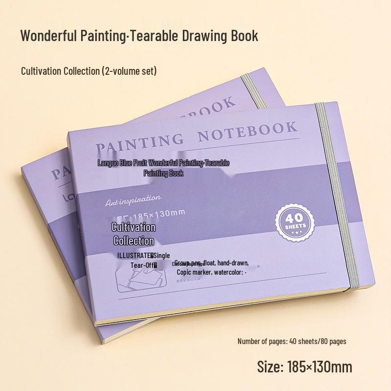 Blue Fruit Acrylic Cardstock Drawing & Doodling Mini Watercolor Pocket Book with Thickened Blank Pages