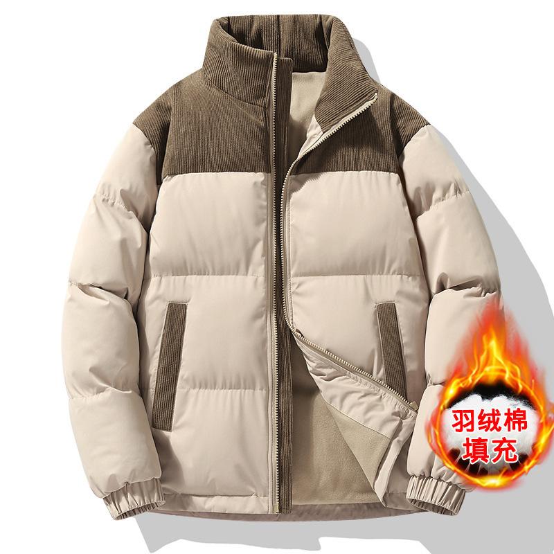 

Yurong cotton-padded jacket for men and women, stand-up collar bag jacket for couples, warm and velvet cotton-padded jacket printed LOGO S