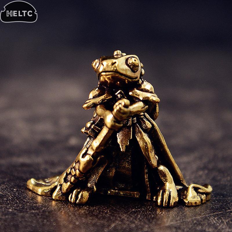 1 PIÈCE Statue Grenouille en Laiton Vintage Sculpture Grenouille Miniature Figurine Animal Antique Animal de Compagnie pour Thé Décoration Maison Bureau Idéal Pour Collectionneurs
