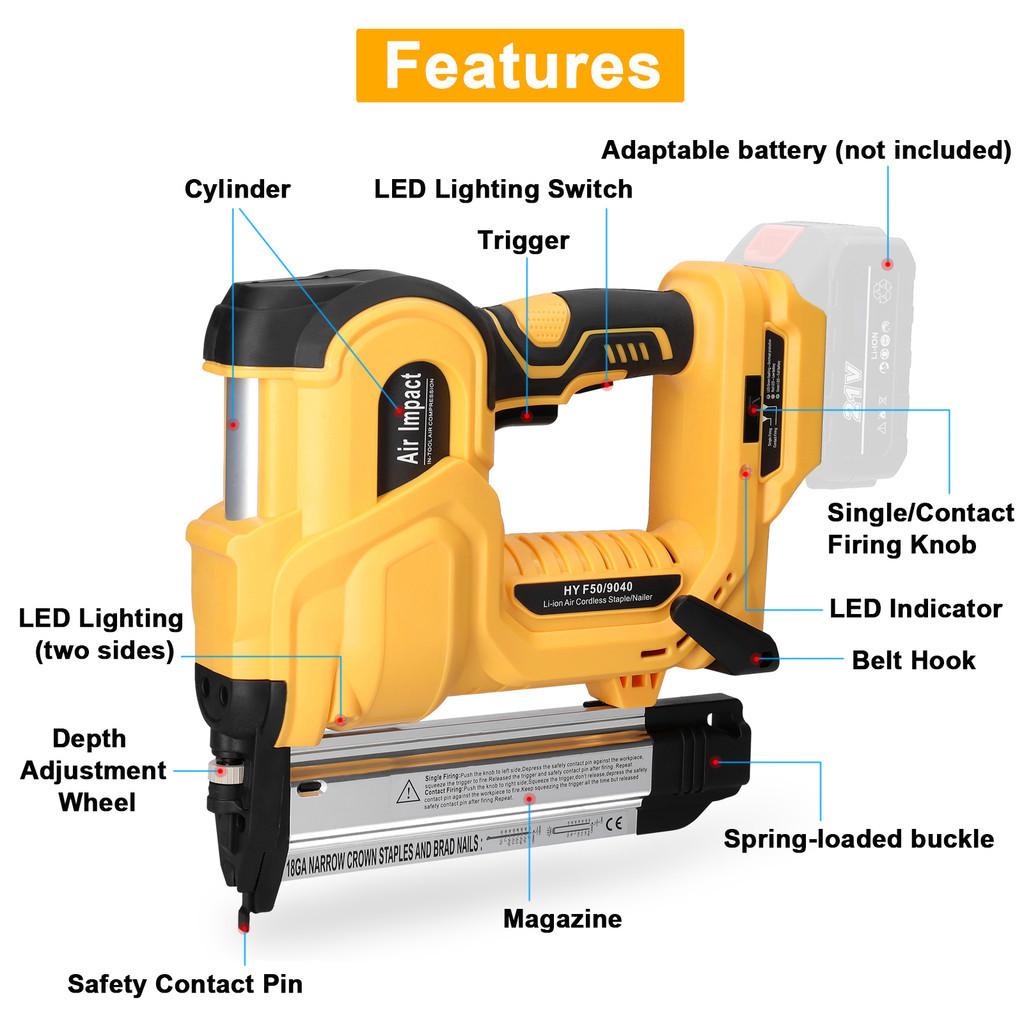 Cordless Electric Nail Gun Woodworking Straight/N-shape Nails Universal Nailing Machine For Battery New