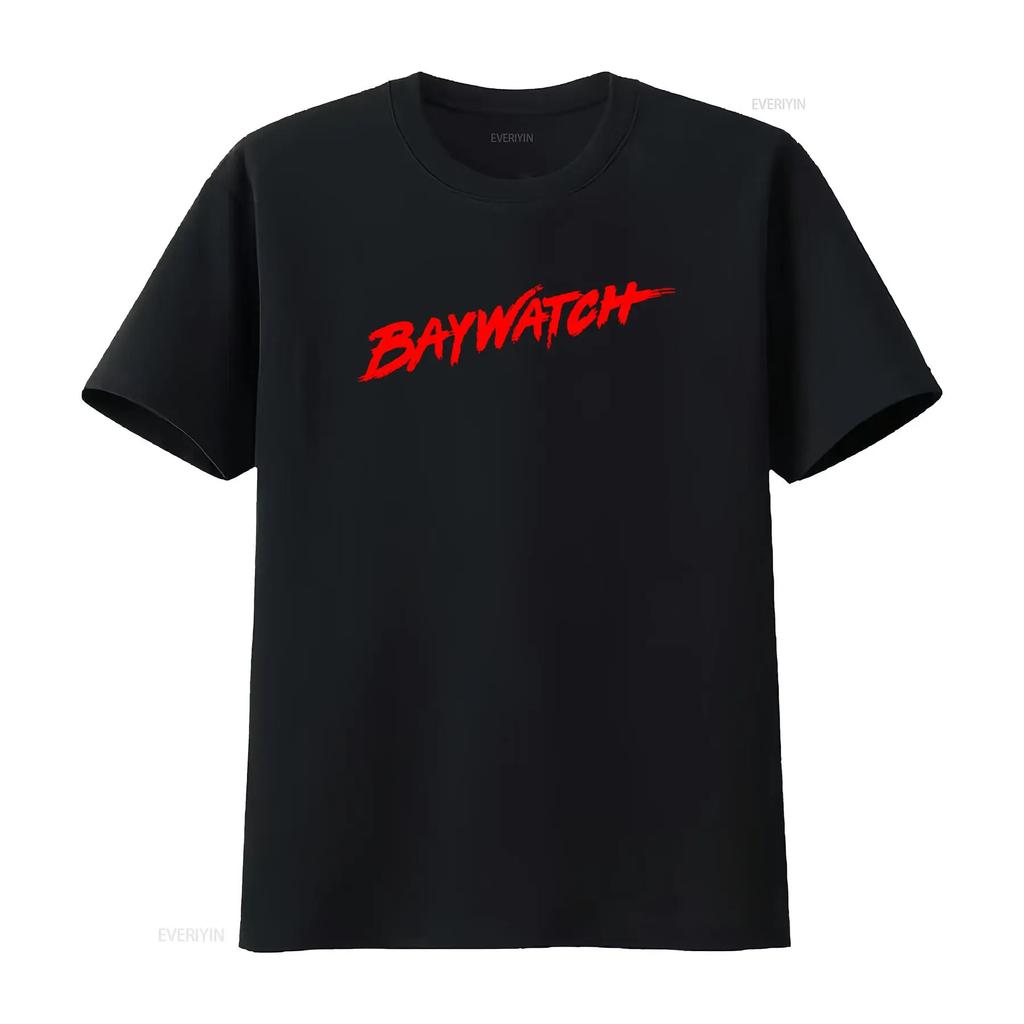 Baywatch Print T Shirt for Men Stylish and Trendy Design vintage Washed fashion Comfortable Versatile streetwear Unisex
