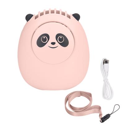 Portable Neck Fan Cute Bear 3 Speeds USB Rechargeable Quiet Bladeless Mini Fan with Lanyard for