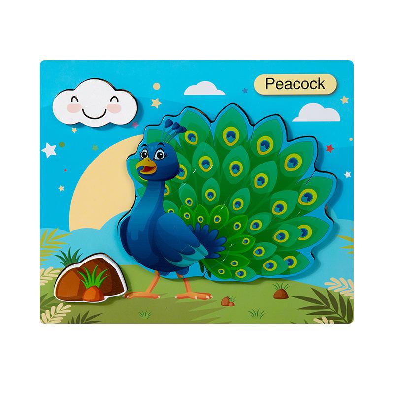 Kognitive 3D dreidimensionale Puzzle-Spielzeuge für Kinder 0-3 Jahre, frühpädagogische Lernpuzzle aus Holz