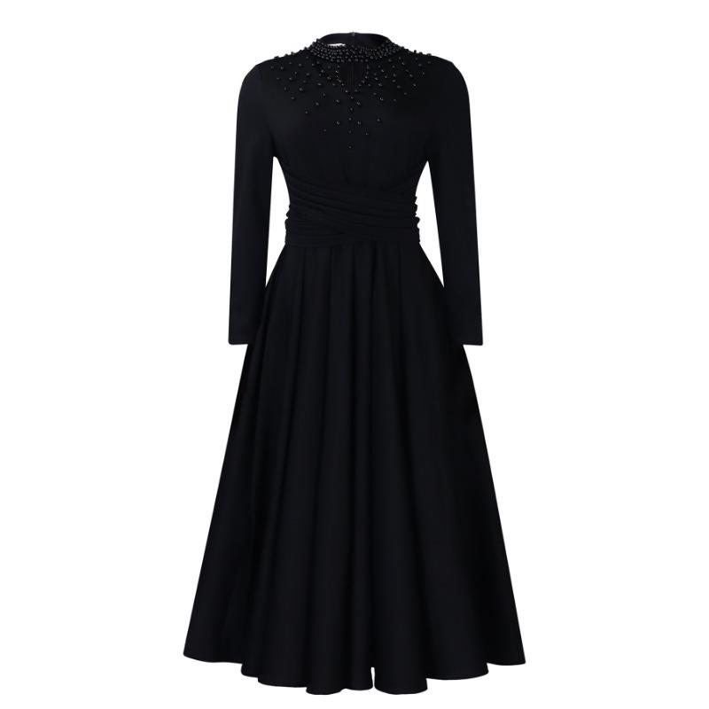 

Женское новое модное платье с водолазкой, элегантное платье-маятник с бусинами, платье по талии XXXL чёрный