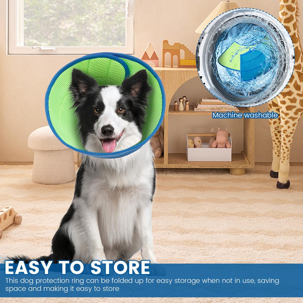 2Pcs Dog Cone Collar Polyester Breathable Neck Recovery Collar Adjustable Tightness Dog Protection Cone Comfortable for Pet