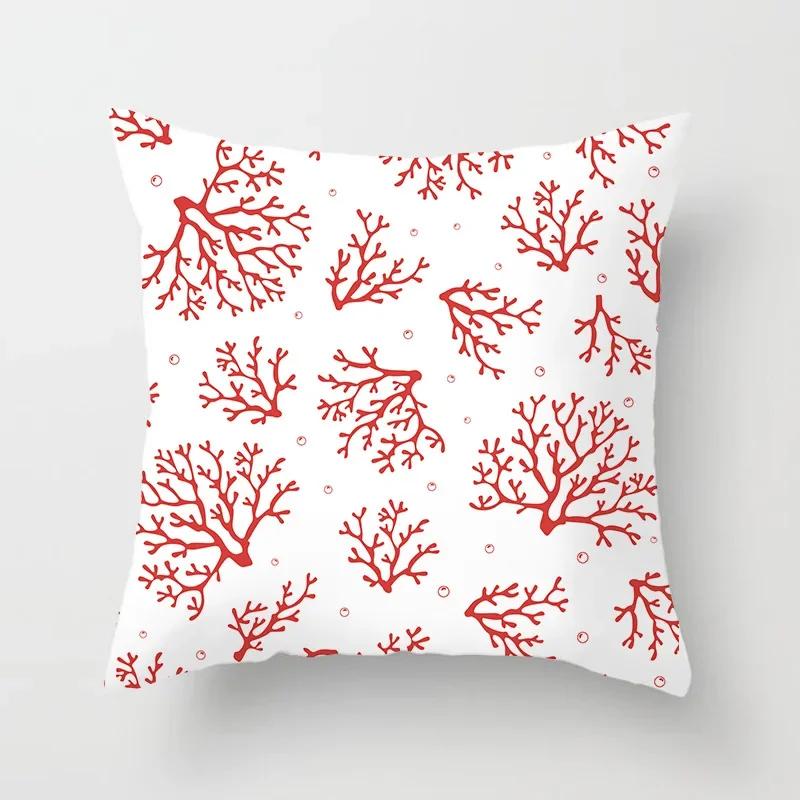 Modern Coral Red Cushion Covers Nordic Geometry Print Pillowcase Simple Pillowcase for Sofa Seats Livingroom Decorative 45*45cm