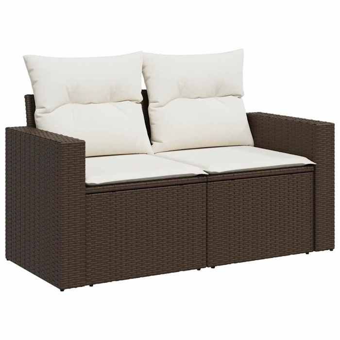 VidaXL Garden Lounge Set 10 Pcs with Brown Wicker Cushions, Outdoor Sofa Set, Sofa Set 3326067