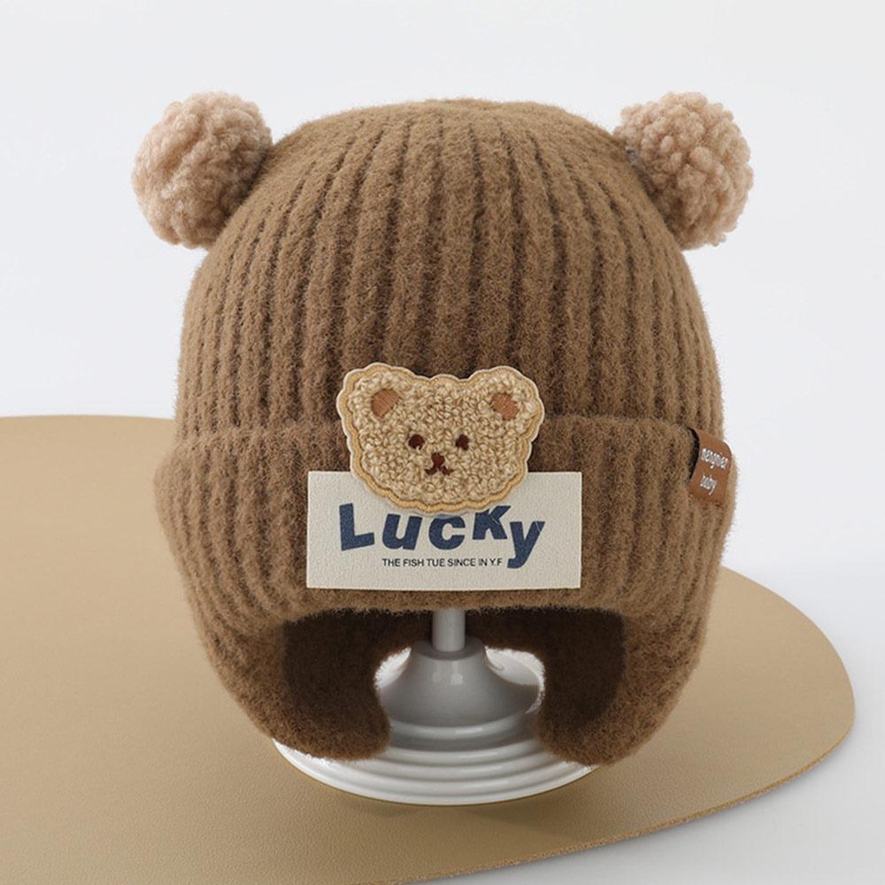 6-24Months Soft Baby Knitted Hat Plush Ball Children Warm Cap Windproof Winter Hat  Boys Girls