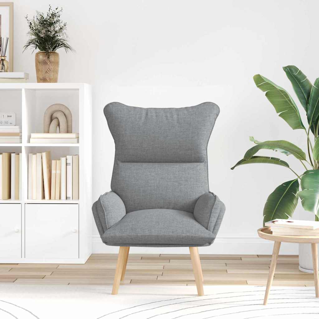 Armchair Light Grey 69 X 74 X 93 Cm Fabric and Plywood