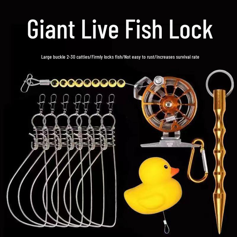 Stainless Steel Anti-Escape Fish Lock: Yellow Duck Design with Retractable Wheel