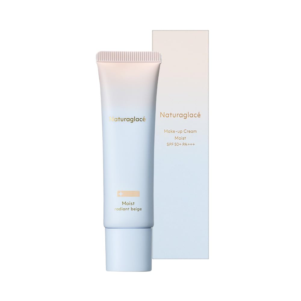Naturaglace Makeup Cream Moist 02 Radiant Beige for Radiant Skincare Organic Beautiful, Skin, 30g, SPF50+ PA+++ Sunscreen, Soap-Free, Plant-Based