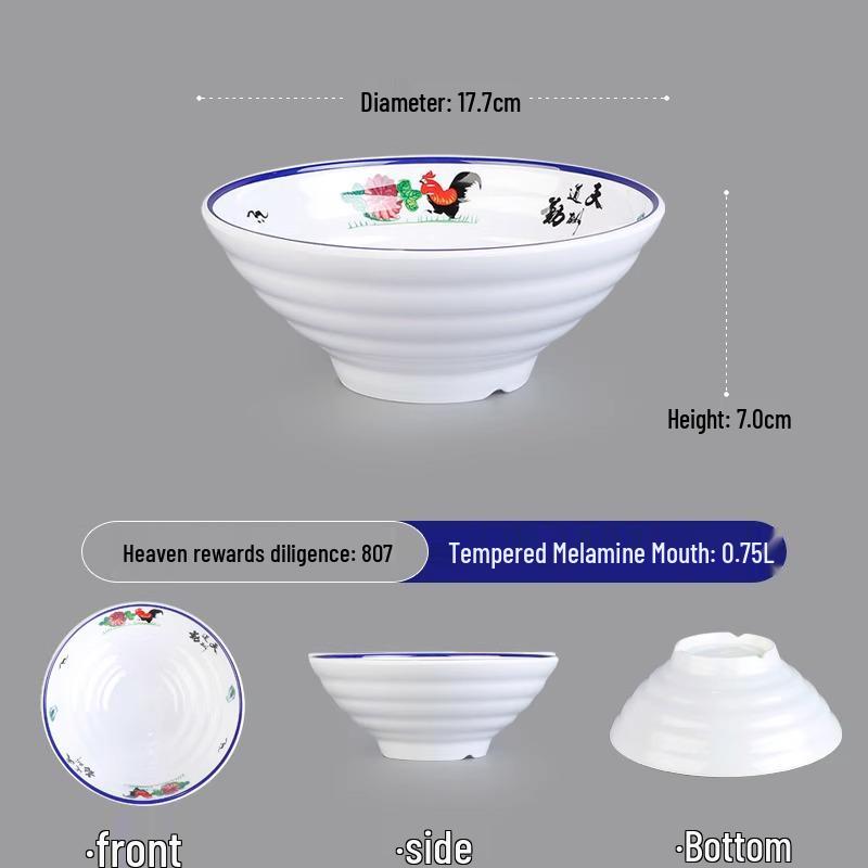 Melamine Ramen Bowl: Porcelain-Like, Large Mala Tang Soup & Noodles Bowl for Wontons & Luosifen