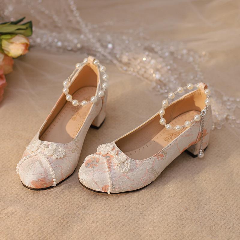 Original and genuine flower Yana horse dress shoes new Chinese hanfu cheongsam thick heel single shoes women