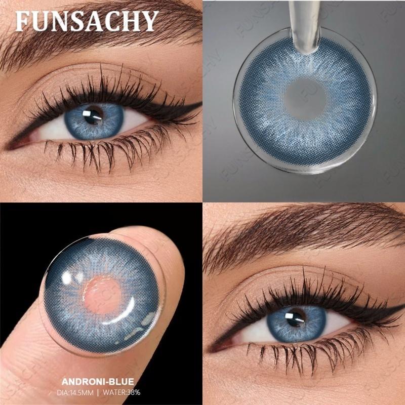FUNSACHY 1 Pair Gray Color Contact Lenses Brown Natural Lens for Eyes Green Fashion Beauty Pupils Yearly Eye Makeup Accessories