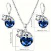 Silver Cat Necklace Pendant and Earrings Jewelry Set Is Suitable As a Gift for Women, with Crystal Zirconia, Perfect As an Accessory for Brides and