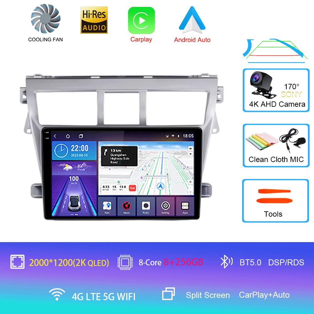 Android 14 For Toyota VIOS Yaris 2007 2008 2009 2010 - 2012 Car Radio GPS Carplay Multimedia Player Navigation Stereo Auto Audio
